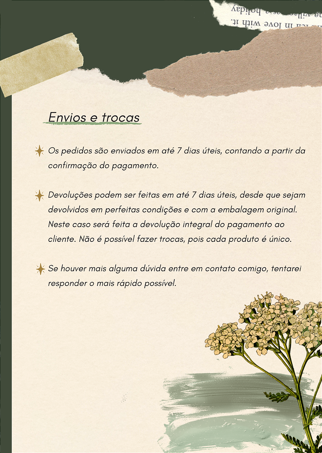 Política de envios, trocas e devoluções